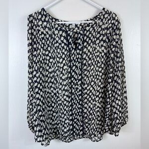 Collective Concepts Polka Dot Blouse Black White XL Lightweight Office Business